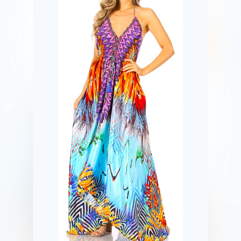 Sakkas Colorful Maxi Dress with Purple and Blue